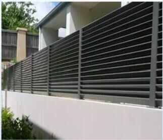 Angled privacy slats on top of a rendered wall