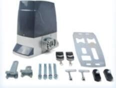 Sliding gate motor kit with mounting plate and fixings