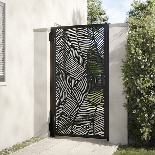 Gate with a leaf pattern screen